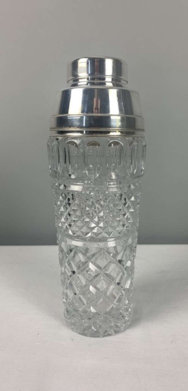 Art Deco Silver Plated Glass Cocktail Shaker