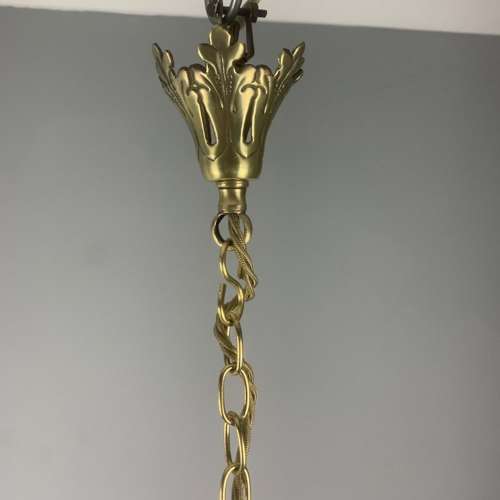 French Polished Brass Four Light Convex Antique Hall Lantern, Rewired