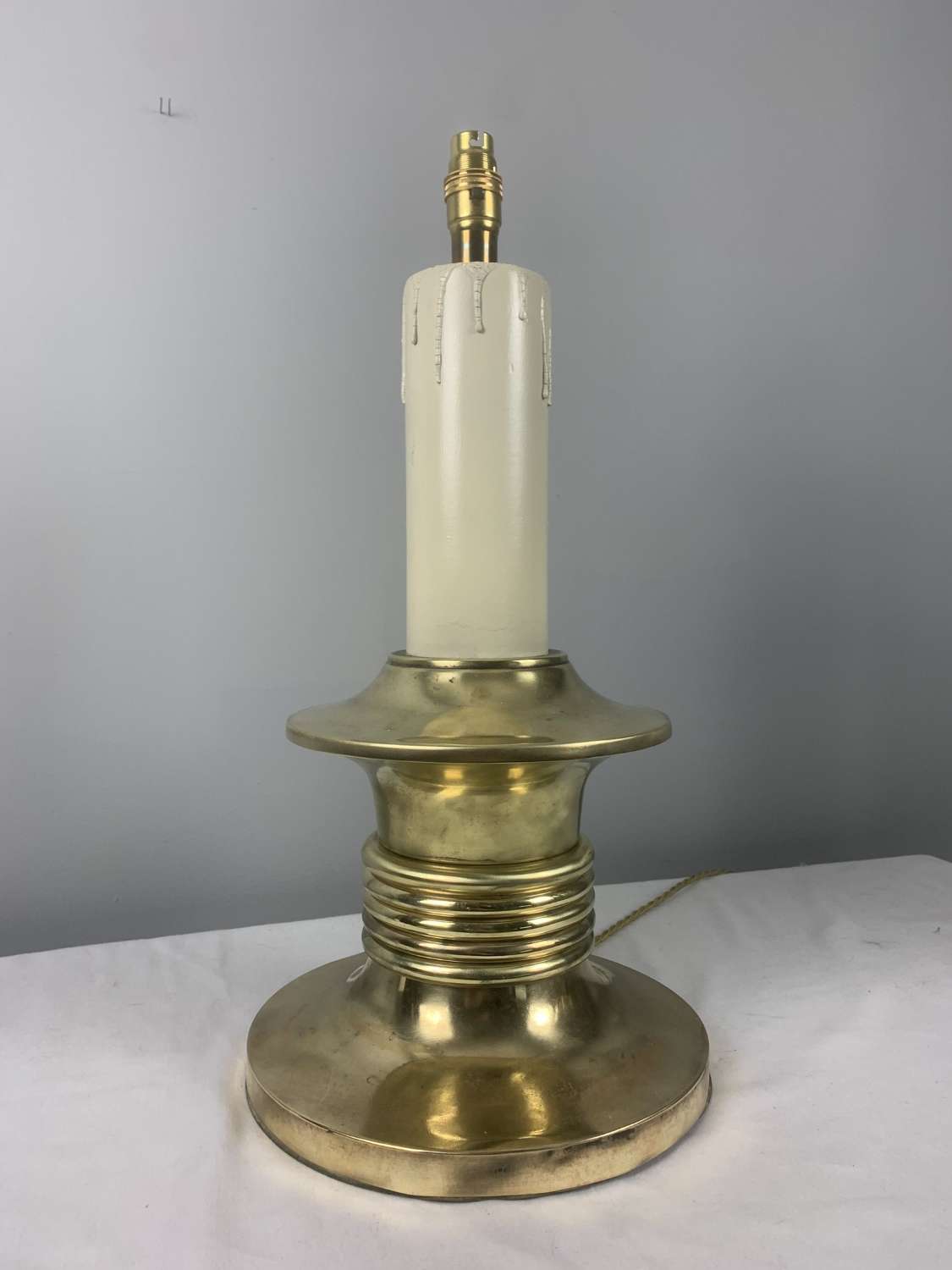 Large French Candle Brass Table Lamp, Rewired And Pat Tested