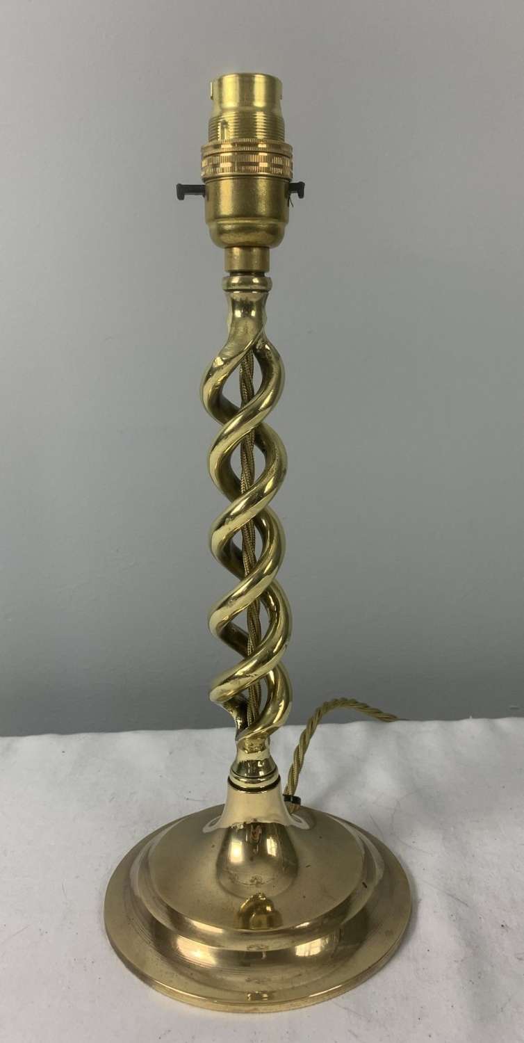 Brass Twist Table Lamp, Rewired And Pat Tested