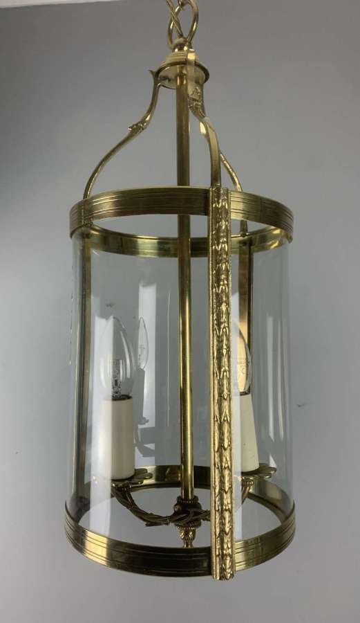 French Polished Brass Twin Light Brass Convex Lantern, Rewired