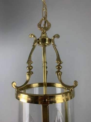 Pair Of French Polished Brass Twin Light Convex Lanterns, Rewired