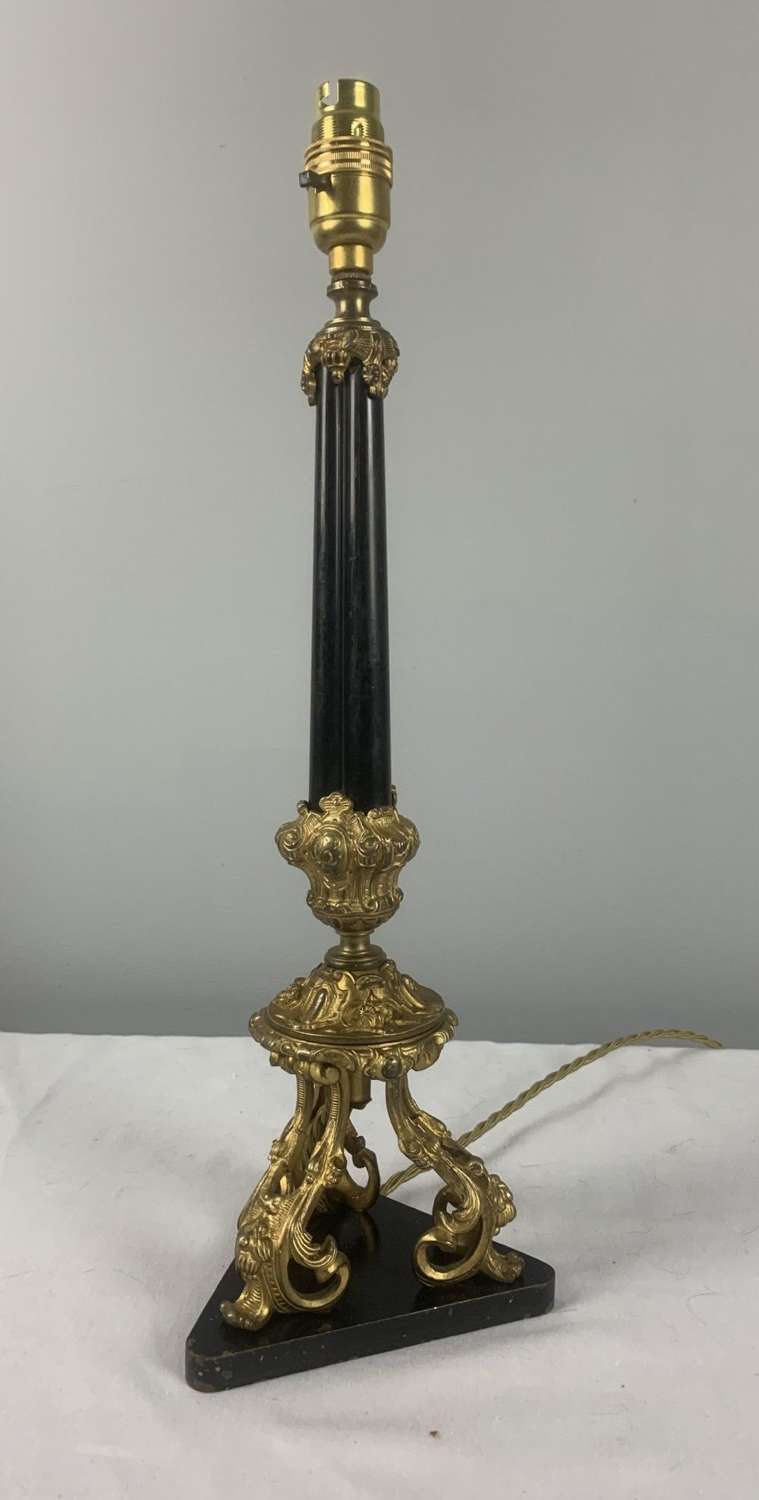 French 19th Century Gilt Brass And Marble Table Lamp, Rewired And Pat