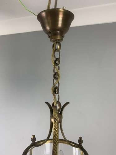 Pair Of Small Twin Light Convex Brass Lanterns, Rewired