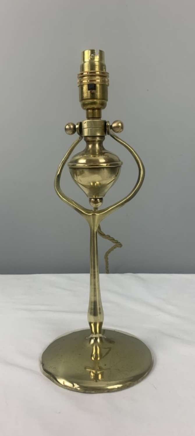 Brass Wishbone Gimbal Antique Table Lamp, Rewired And Pat Tested