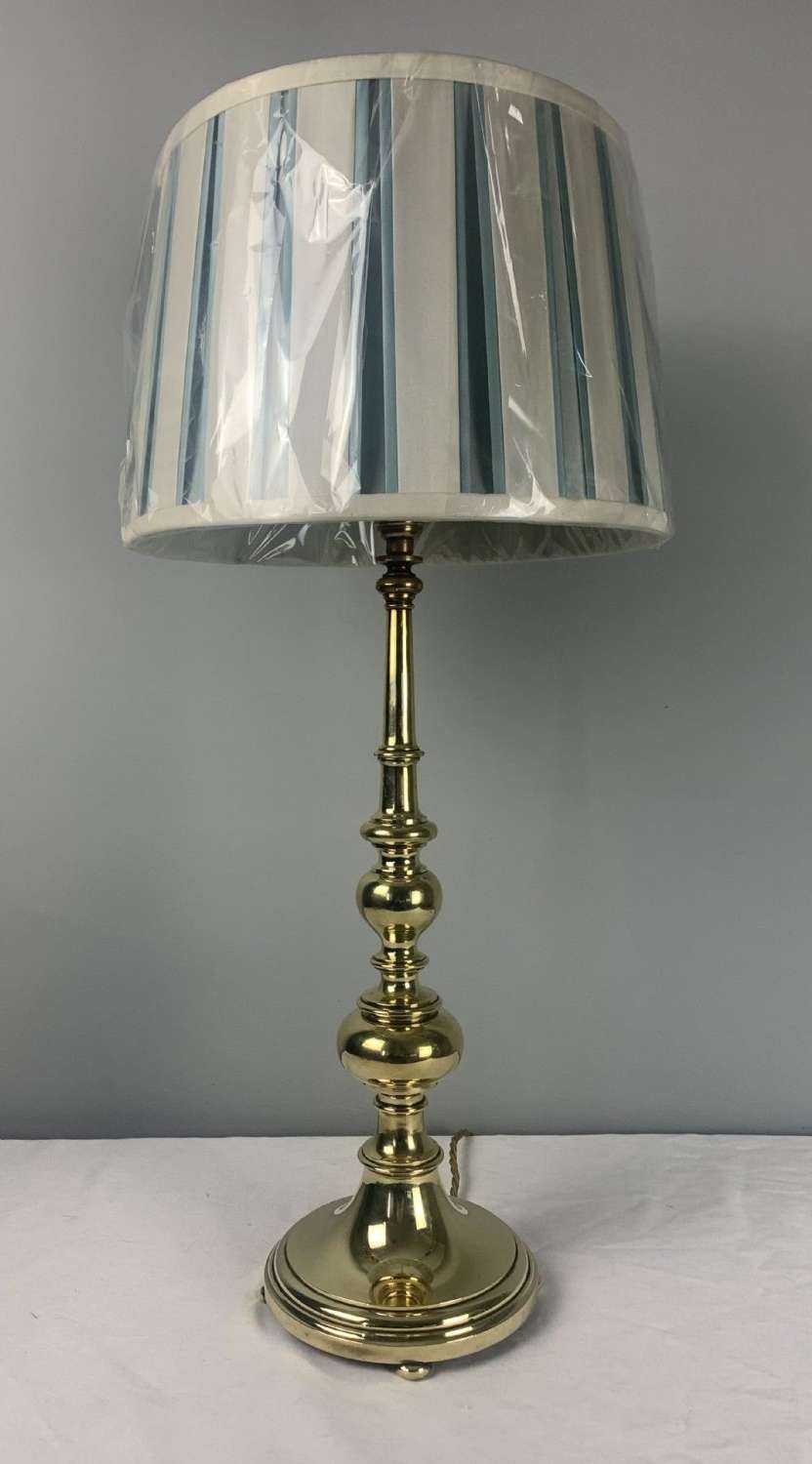 Tall, C1920, Brass Table Lamp, Rewired And Pat Tested