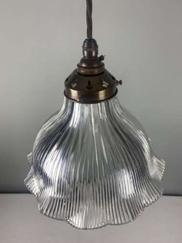 Holophane Pendant Ceiling Light, Original Shade, Rewired