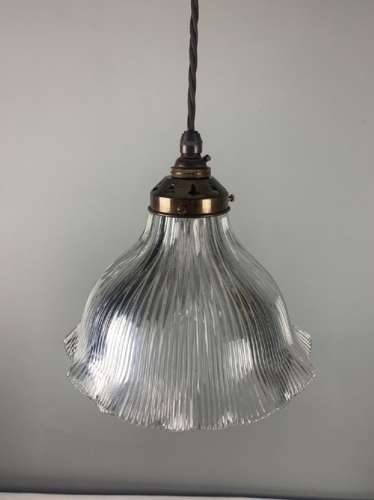 Holophane Pendant Ceiling Light, Original Shade, Rewired