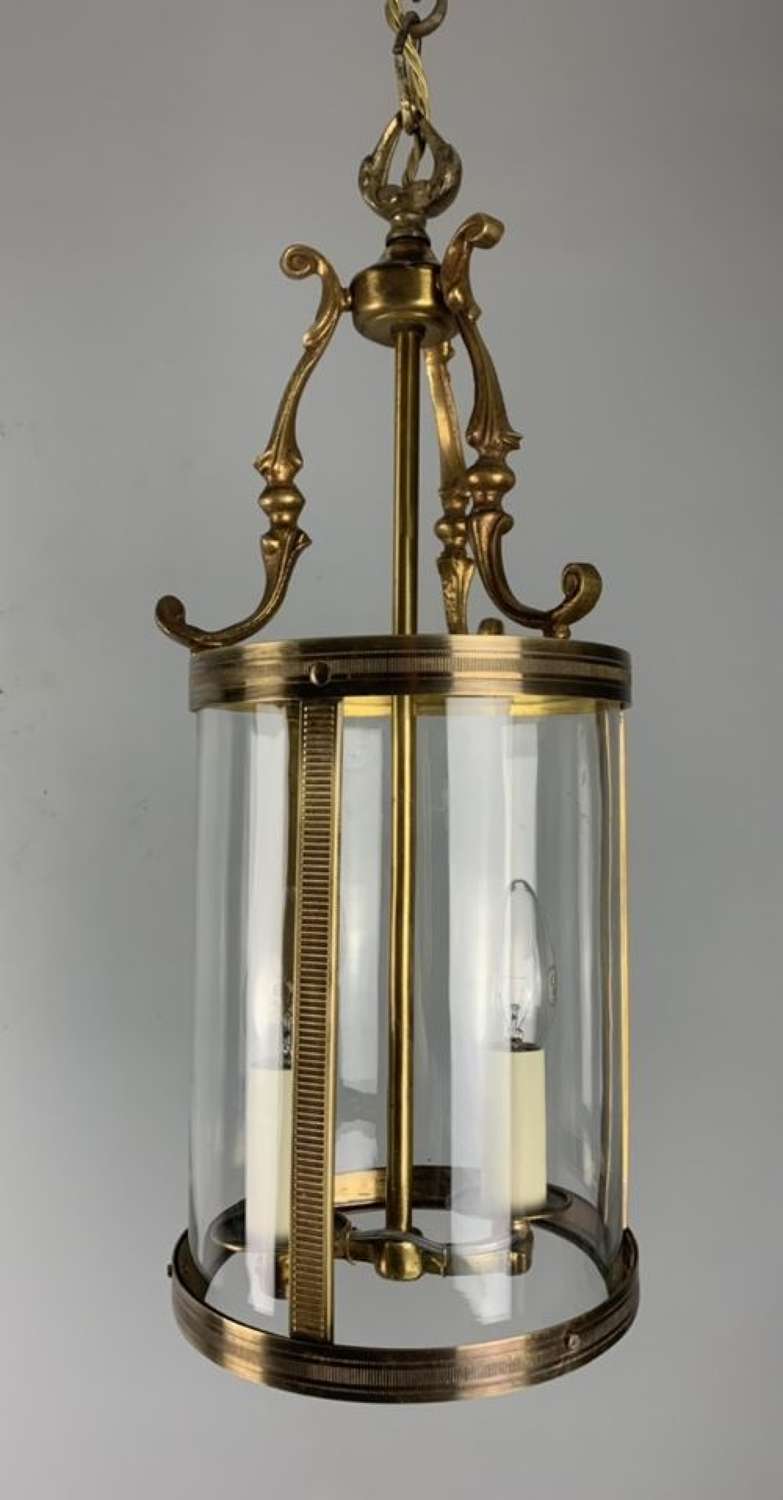 French Twin Light Brass Convex Lantern, Rewired