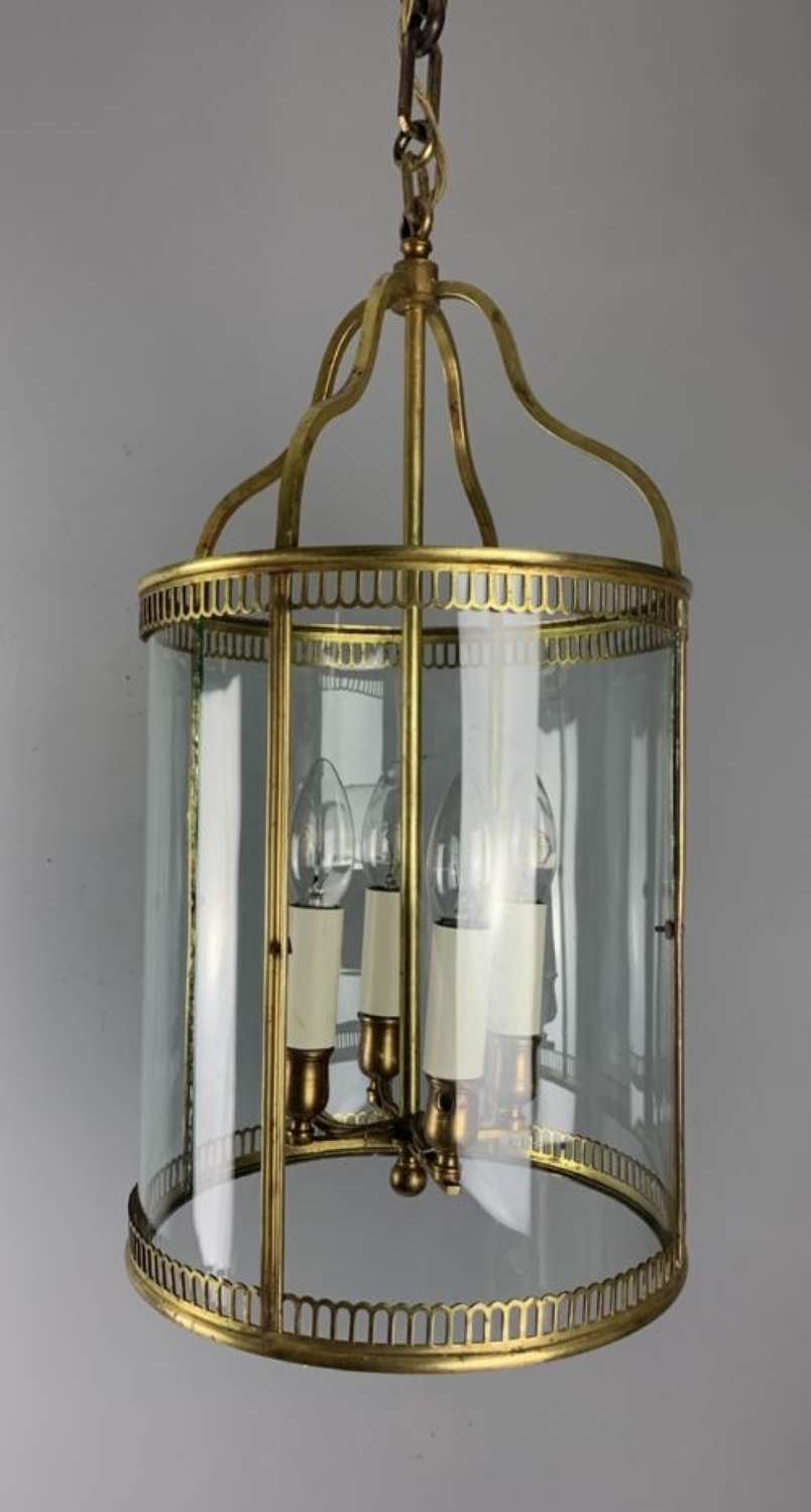 Fine Large French Four Light Brass Convex Lantern, Rewired