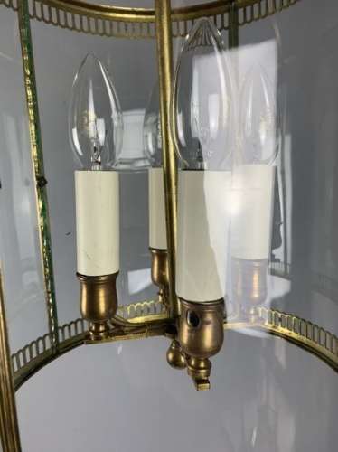 Fine Large French Four Light Brass Convex Lantern, Rewired