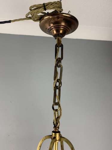 Fine Large French Four Light Brass Convex Lantern, Rewired
