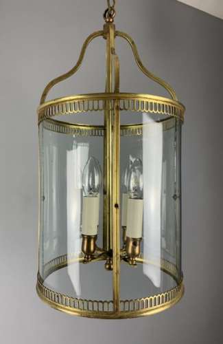 Fine Large French Four Light Brass Convex Lantern, Rewired