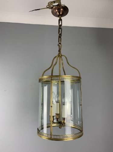 Fine Large French Four Light Brass Convex Lantern, Rewired
