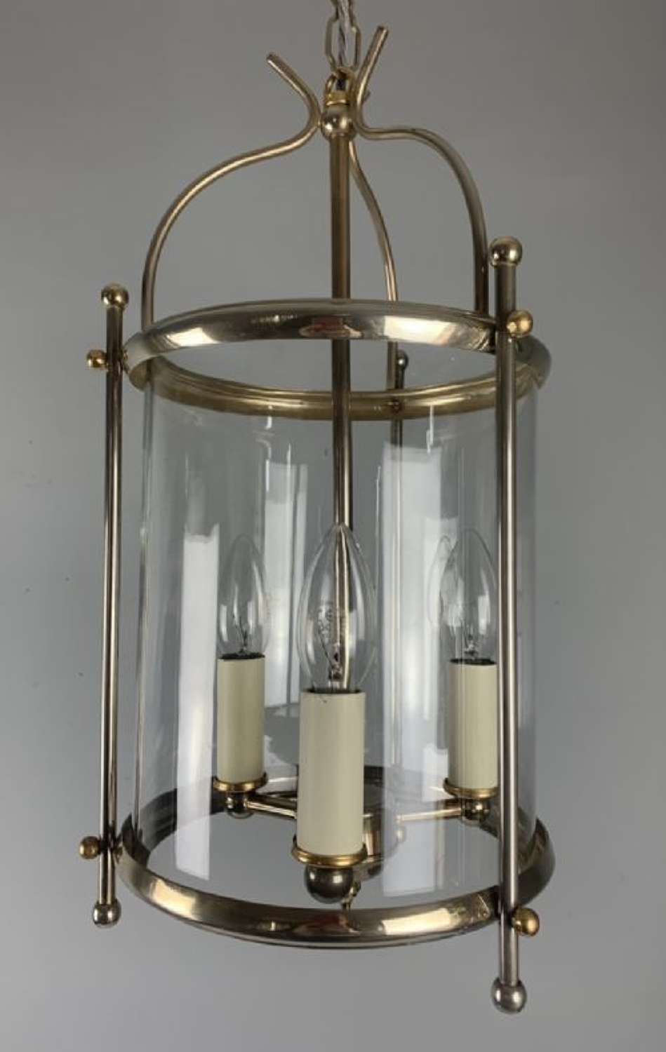 French Silver Plated Triple Light Lantern, Rewired