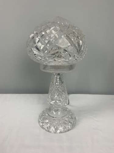 Cut Glass Mushroom Table Lamp, Rewired And Pat Tested