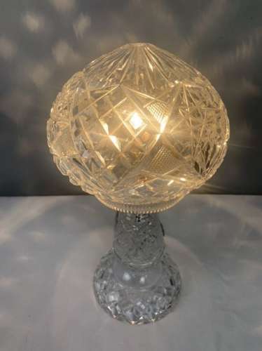 Cut Glass Mushroom Table Lamp, Rewired And Pat Tested