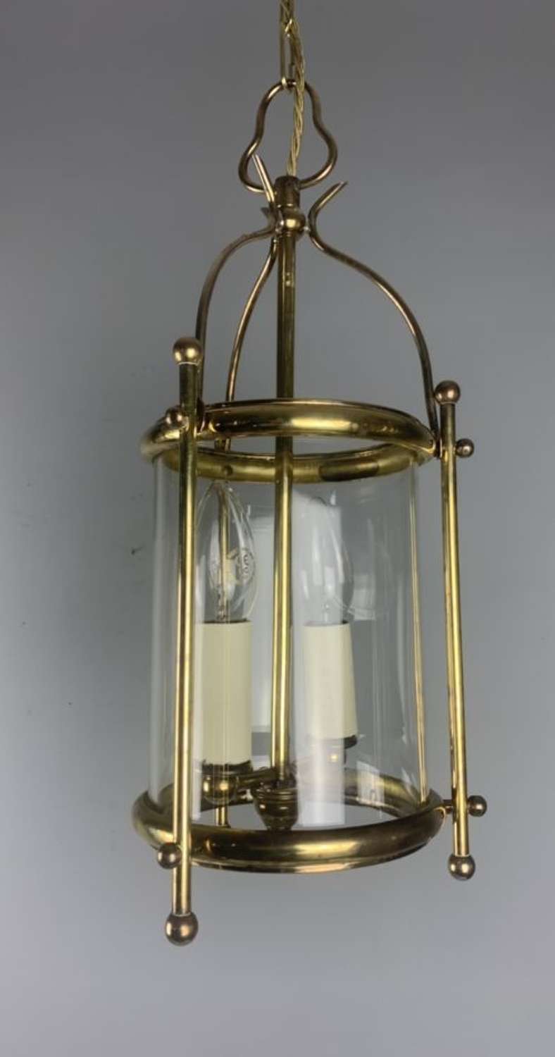 French 1930s Brass Twin Light Lantern, Rewired