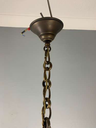 Large Aged Gilt Brass French Lantern, Rewired