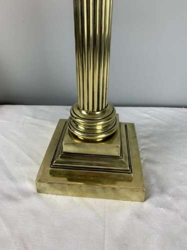 Quality Victorian Brass Column Table Lamp, Rewired And Pat Tested