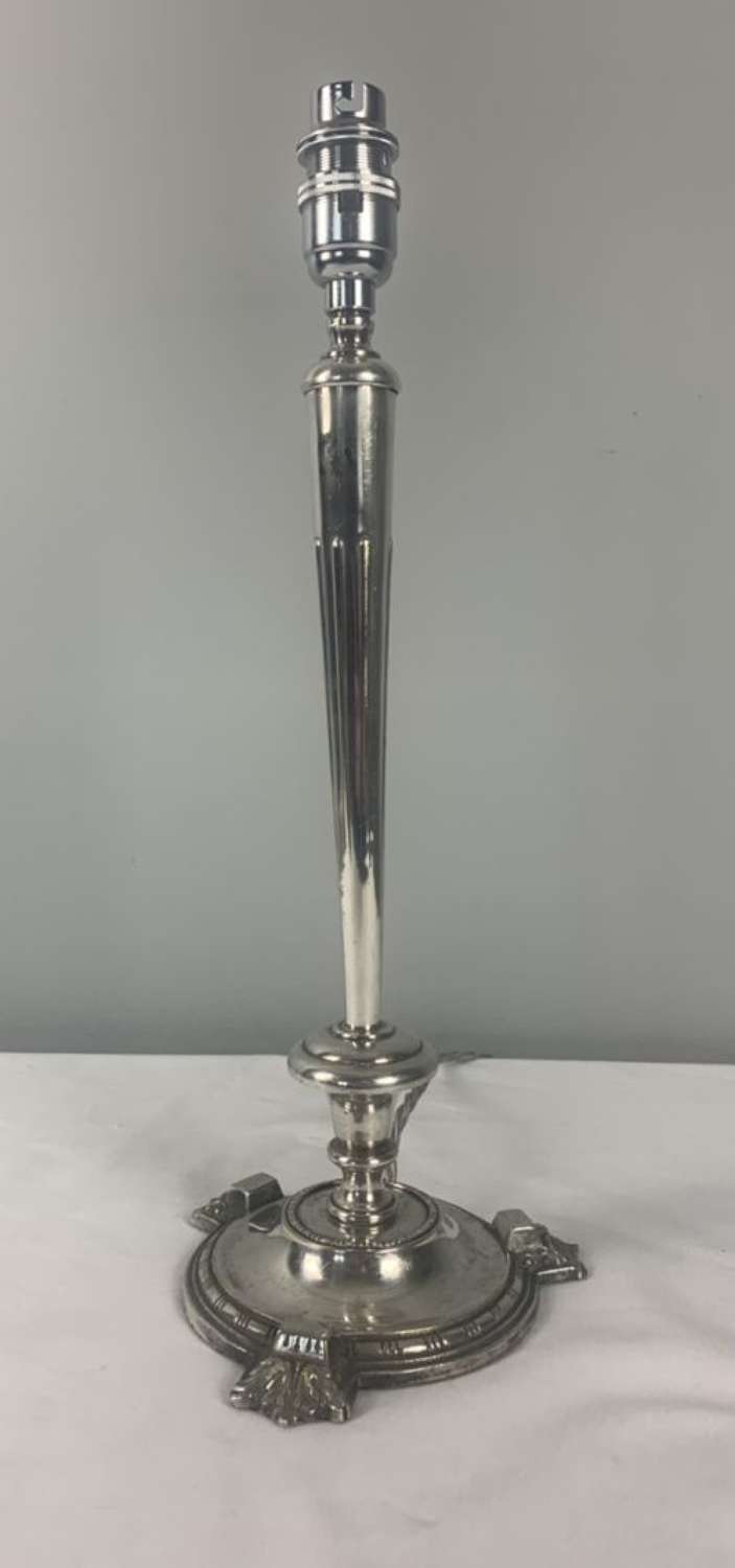 Victorian Silver Plated Fluted Table Lamp, Rewired And Pat Tested
