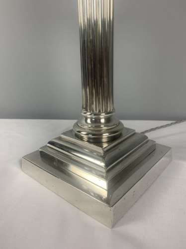 Victorian Silver Plated Corinthian Column Table Lamp C 1880 19th Centu