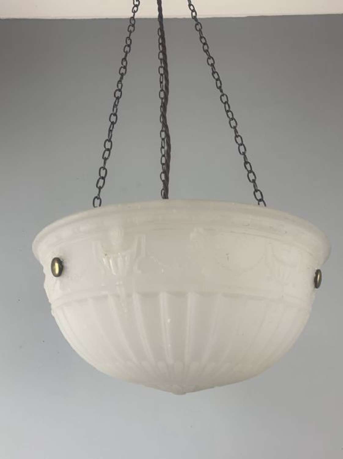 Moonstone Plafonnier Bowl Pendant Ceiling Light, Original Shade