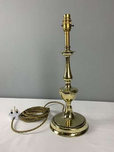 Turned Brass Table Lamp, Rewired And Pat Tested