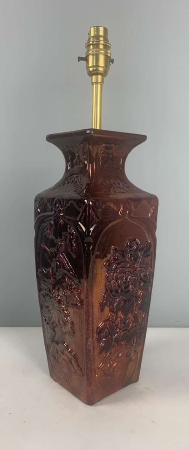 Bretry Floral Vase Table Lamp In Deep Red, Rewired And Pat Tested