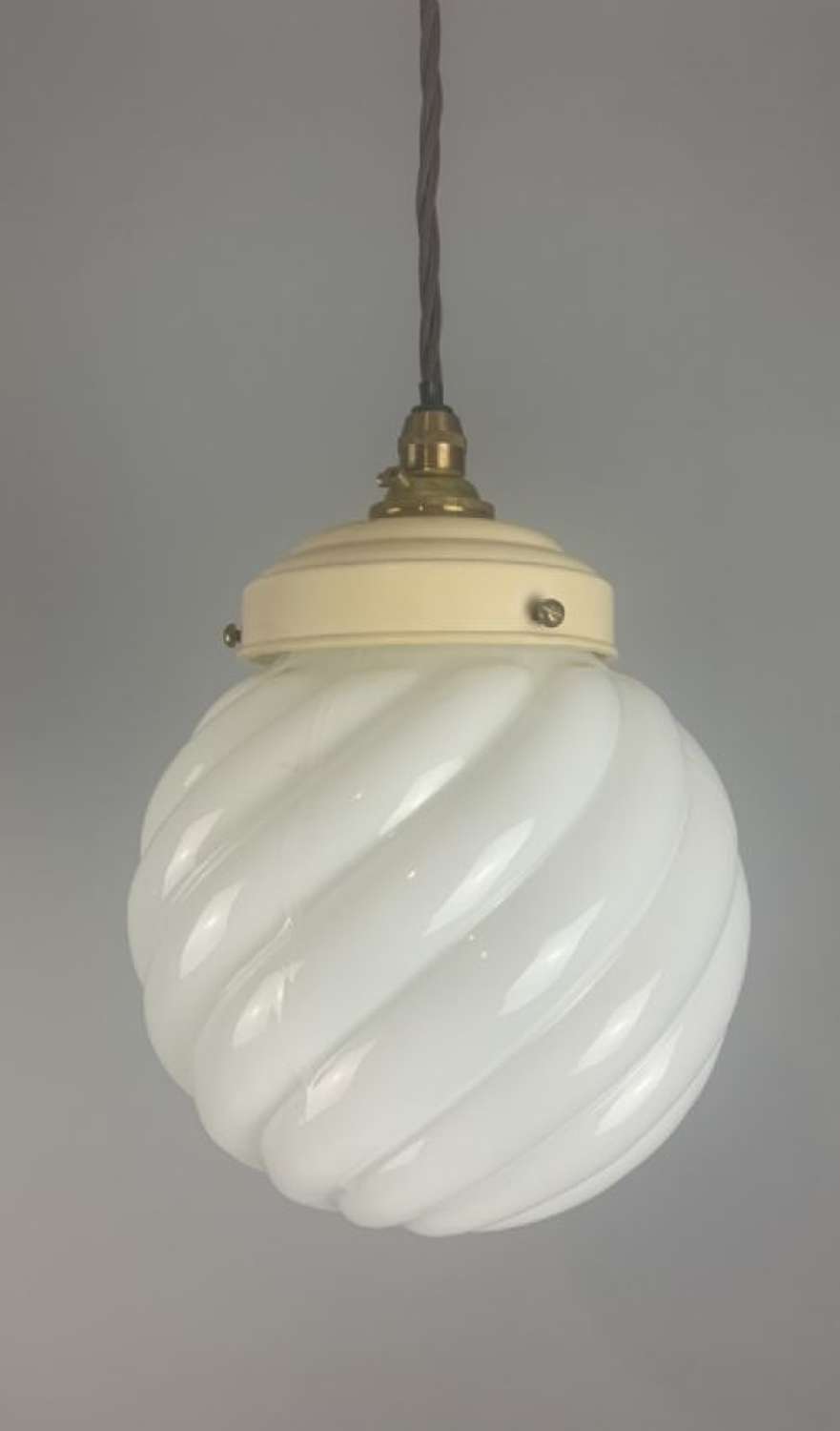 Art Deco Original Shade Pendant Ceiling Light; Original Gallery; Rewir