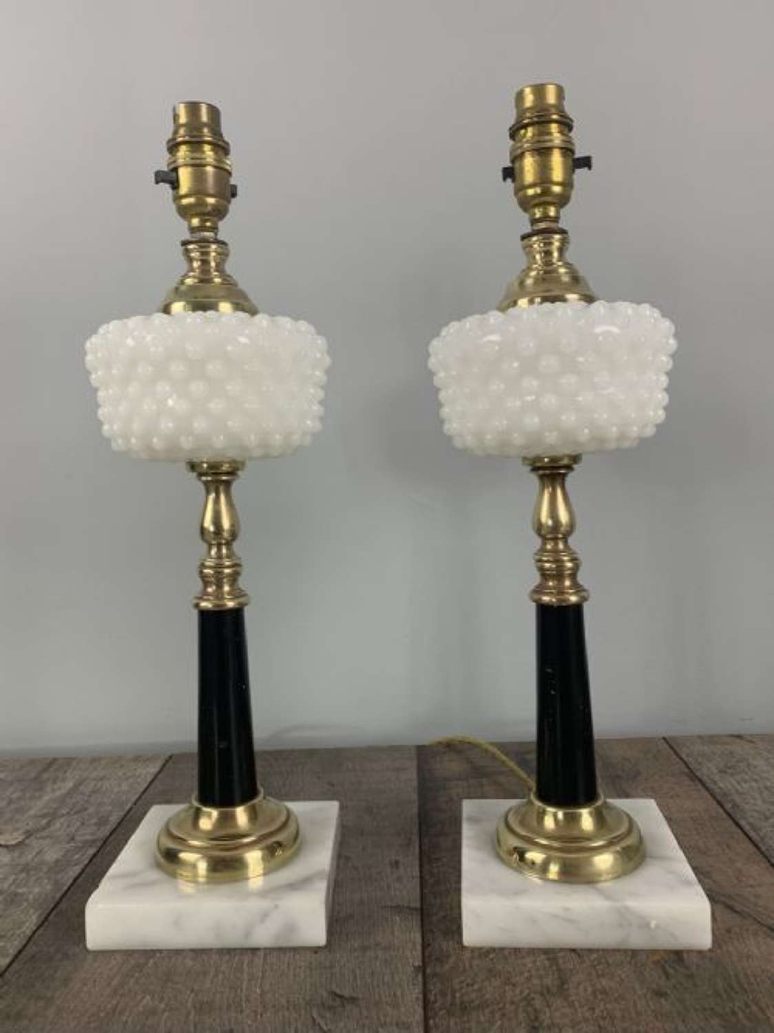 C1910 Pair Of Hobnail Boot American Table Lamps, Rewired And Pat Teste