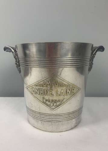 French 1920s Andre Laine Silver Plated Ice Champagne Bucket With Grape