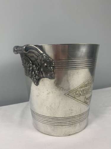 French 1920s Andre Laine Silver Plated Ice Champagne Bucket With Grape