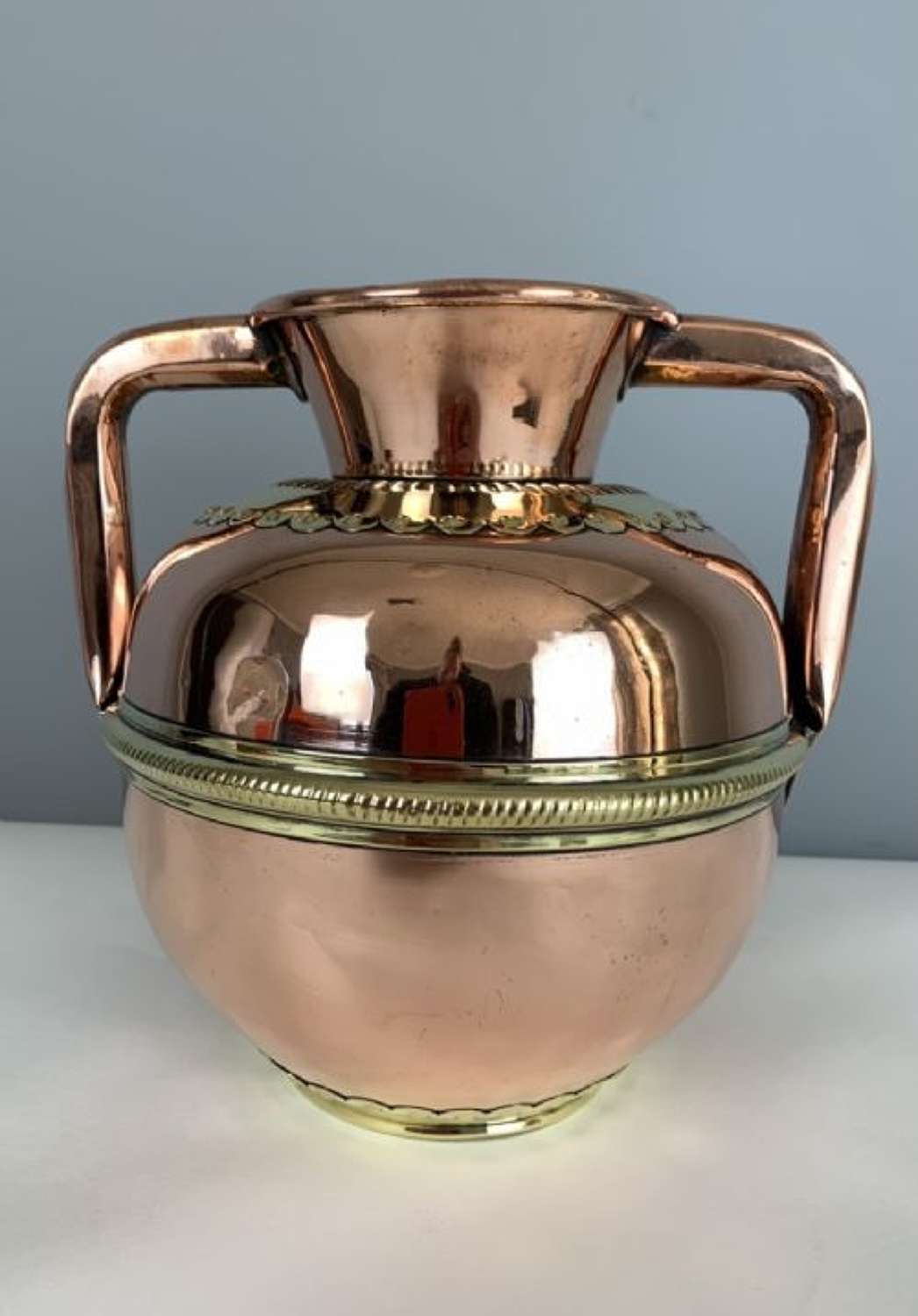 French (Normandy) Copper & Brass Urn / Vase C1920