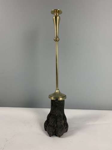 Early Victorian Cast Iron Foot Brass Doorstop Door Stop Door Porter