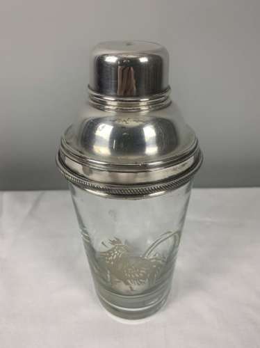 James Dixon Cockerel Glass Silver Plated Cocktail Shaker