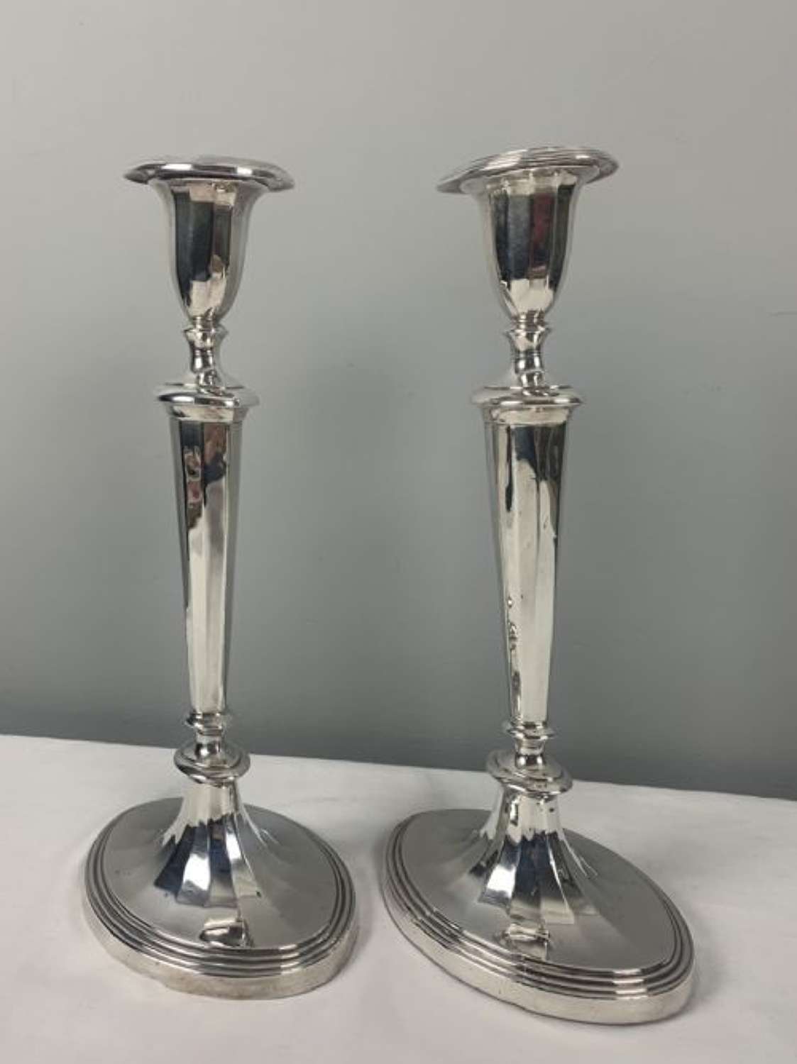 Pair Of Georgian Silver Plated Candlesticks