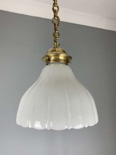 Moonstone Pendant Ceiling Light, Original Shade, Rewired