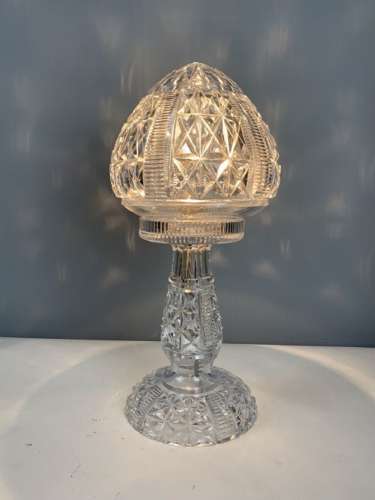 Cut Glass Mushroom Table Lamp, Rewired And Pat Tested