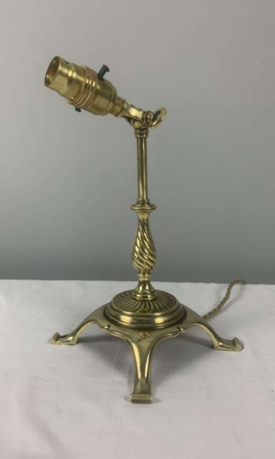 Adjustable Edwardian Brass Table Lamp, Rewired And Pat Tested