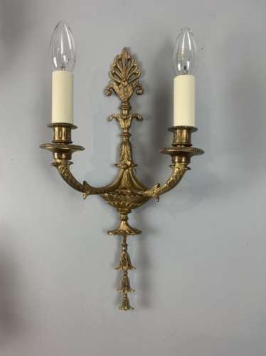 French Set Of Three Twin Arm Antique Wall Lights, Rewired