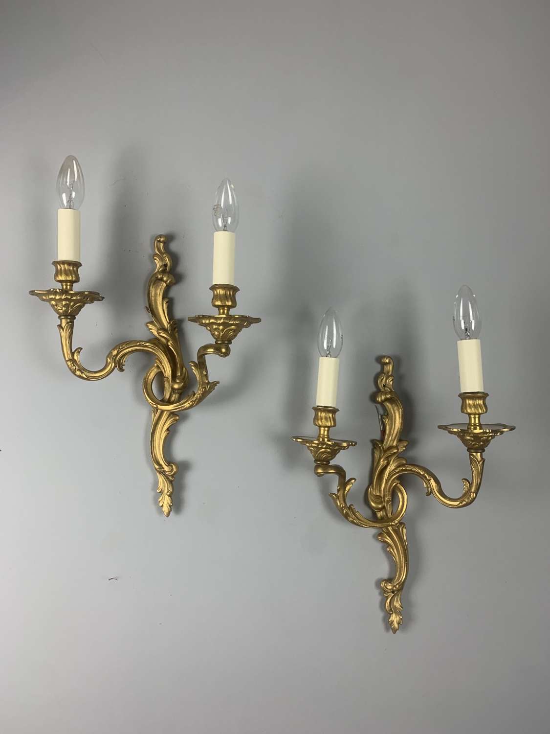 French Pair Of Gilded Bronze Antique Wall Sconces
