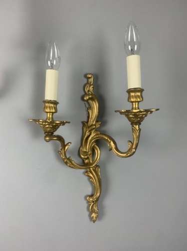 French Pair Of Gilded Bronze Antique Wall Sconces