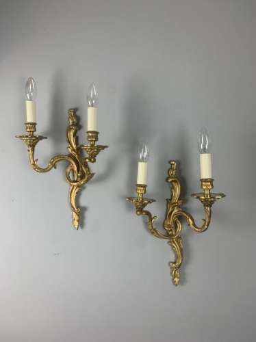 French Pair Of Gilded Bronze Antique Wall Sconces