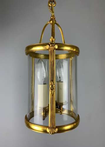 Pair of Small French Gilt Bronze Twin Light Lanterns, Rewired