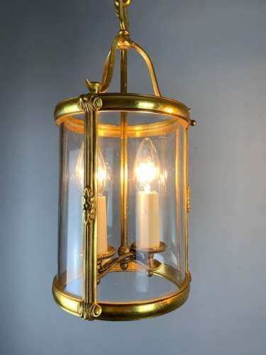 Pair of Small French Gilt Bronze Twin Light Lanterns, Rewired