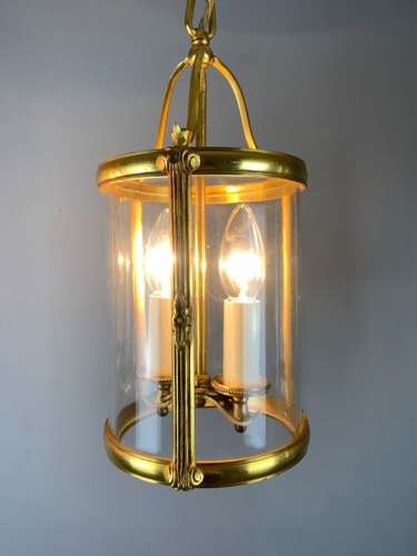 Pair of Small French Gilt Bronze Twin Light Lanterns, Rewired