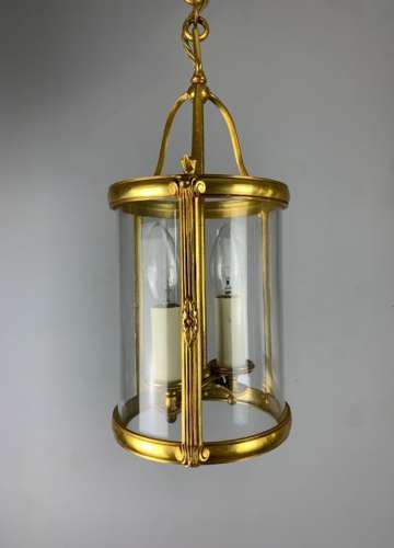 Pair of Small French Gilt Bronze Twin Light Lanterns, Rewired