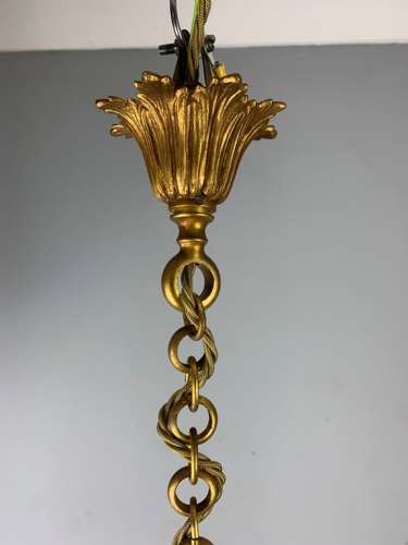 Pair of Small French Gilt Bronze Twin Light Lanterns, Rewired