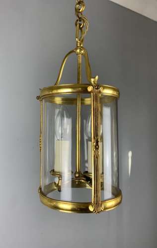 Pair of Small French Gilt Bronze Twin Light Lanterns, Rewired